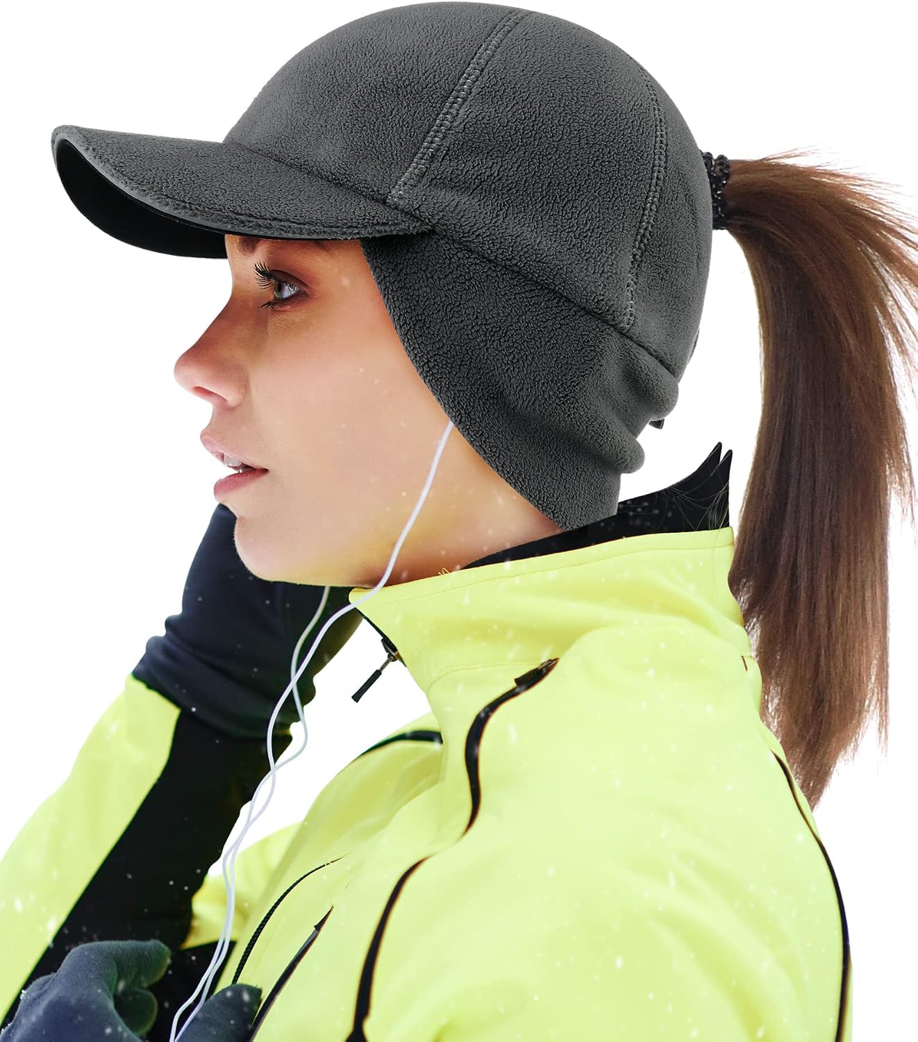 Sombrero cola caballo polar elástico mujer orejeras invierno