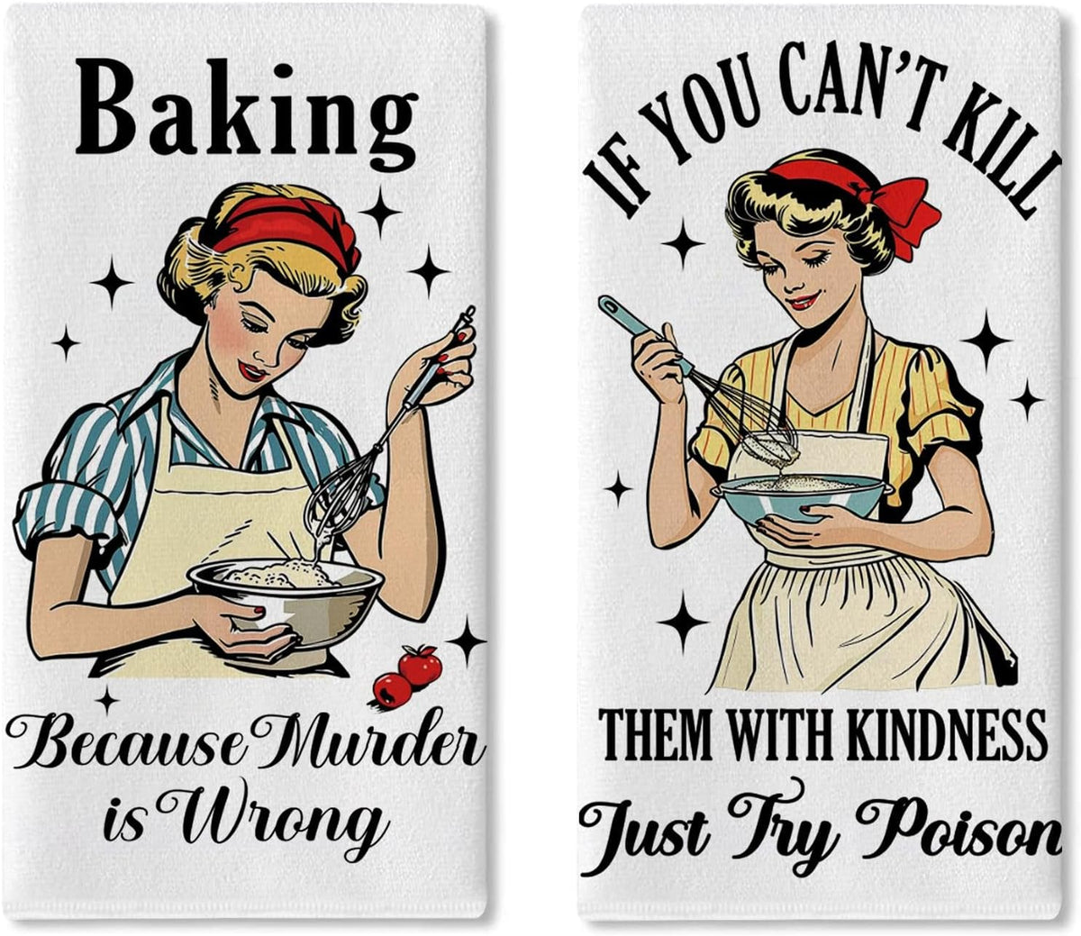 Juego de 2 trapos de cocina vintage para ama de casa y regalo de inauguración