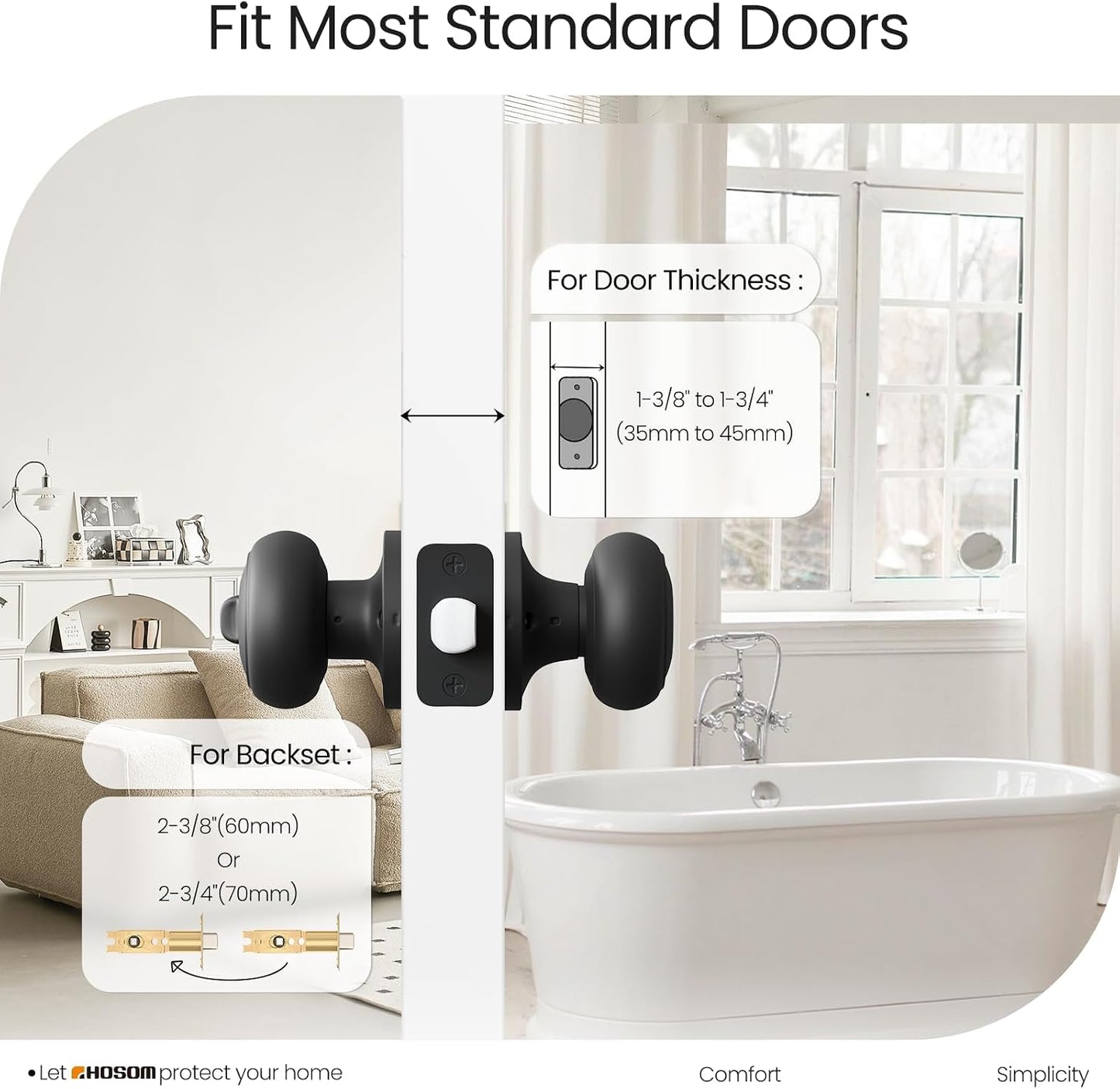 Pomo puerta privacidad negro mate set 2 piezas interiores