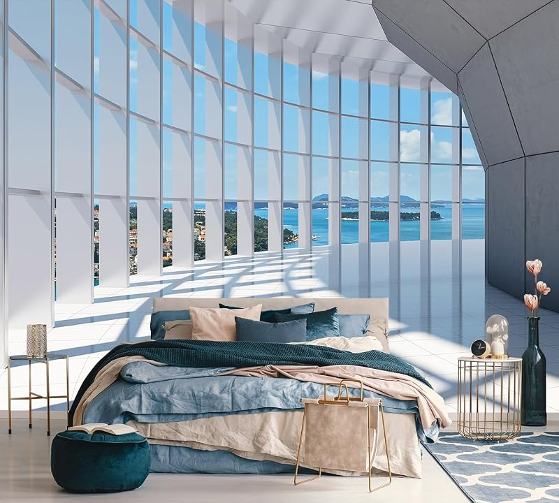 Papel tapiz 3D marino azul mural dormitorio 136x96