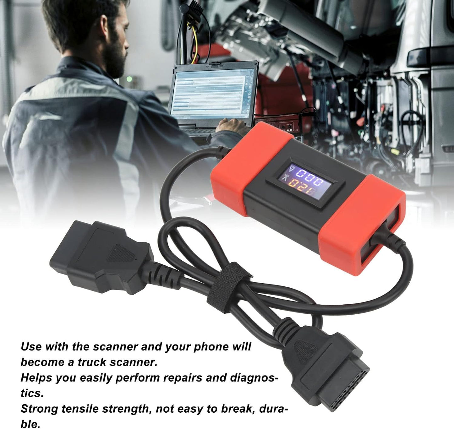 Adaptador OBD2 camión 24V a 12V conector macho hembra