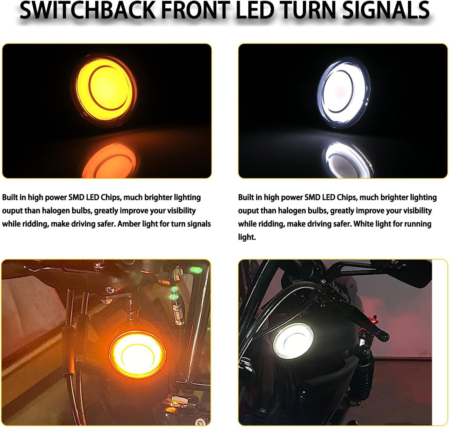 Luces LED ahumadas Switchback para motocicleta Dyna