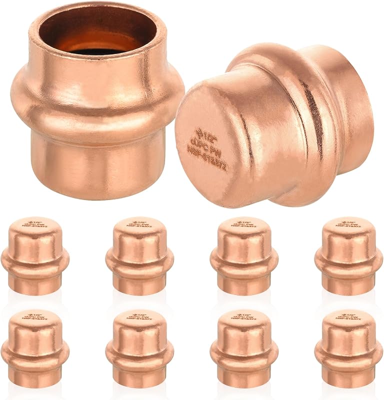 10 Tapones Presión Cobre 1/2" Conexión Tubo