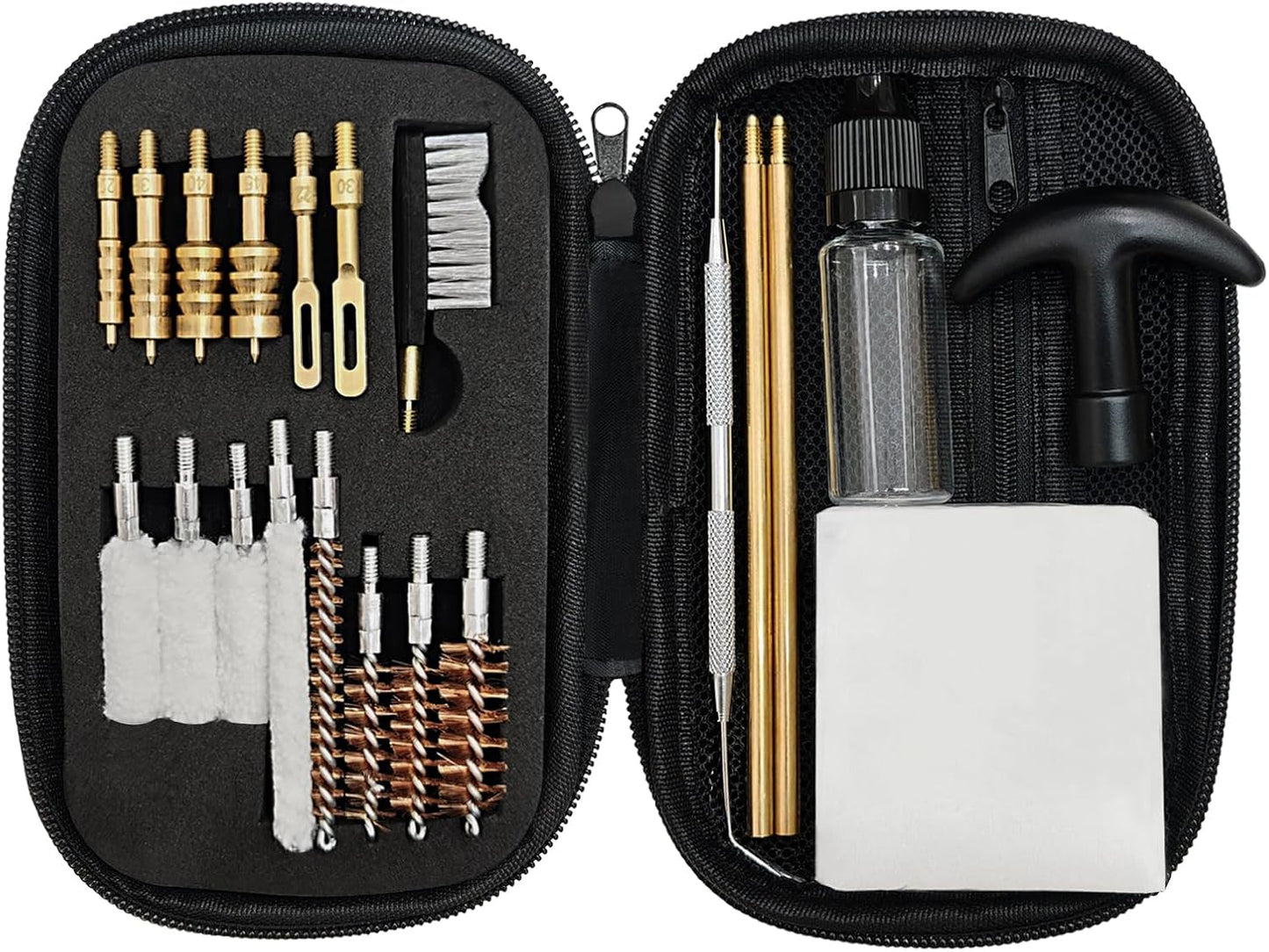Kit limpieza 21 pzas latón para armas .22 .357 .38 .45