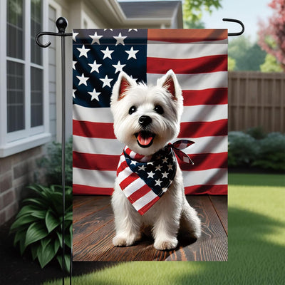 Bandera 4 de Julio West Highland White Terrier 12x18pulg