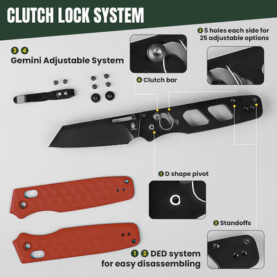 Cuchillo EDC hoja 3.04" Sheepsfoot mango G10 rojo