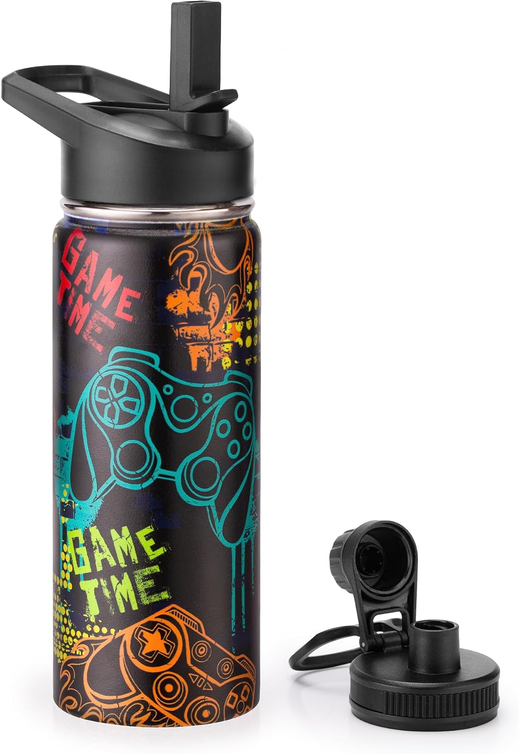 Botella agua aislada 18oz con popote doble pared para niños