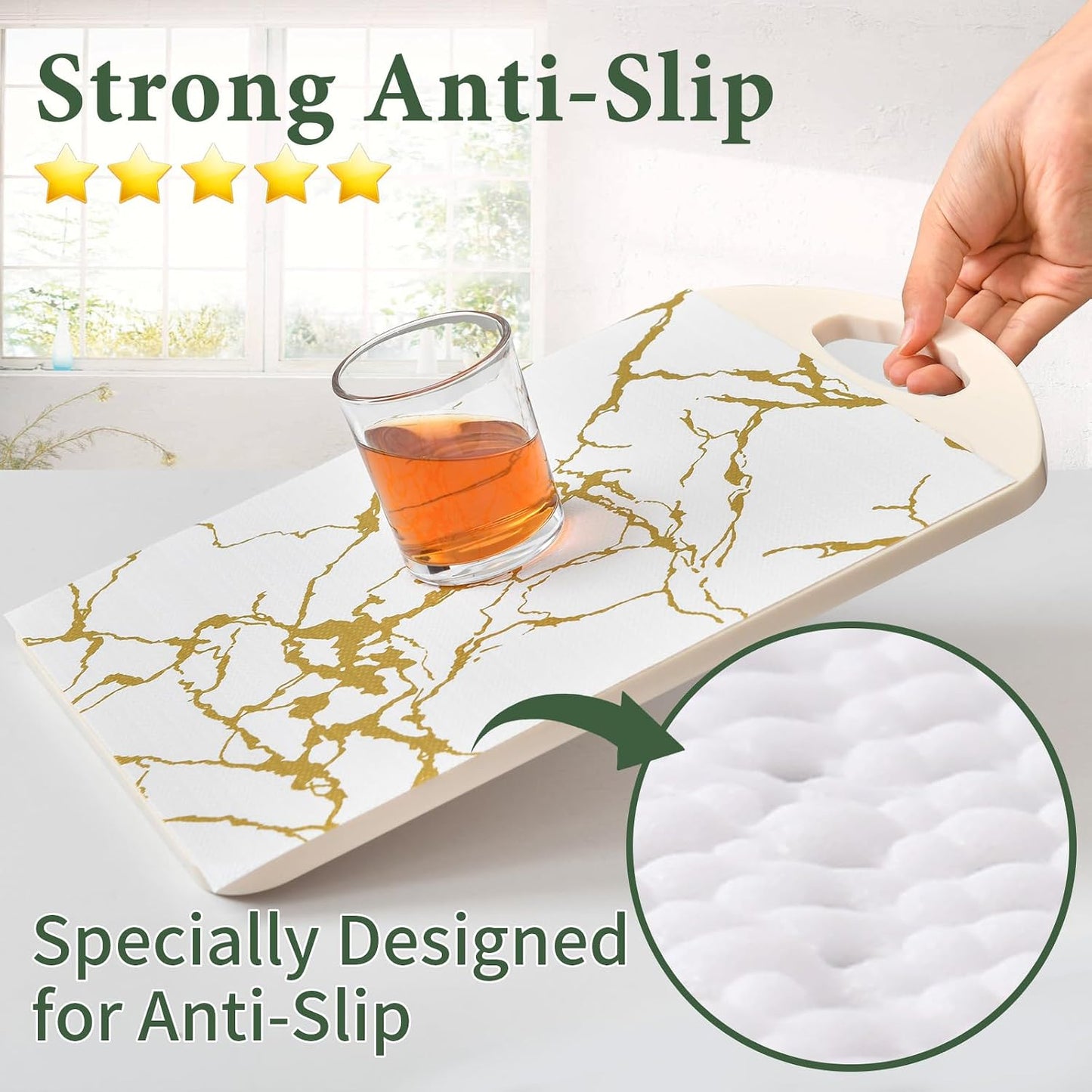 Lámina antiderrap cajones 12" x20ft mármol blanco