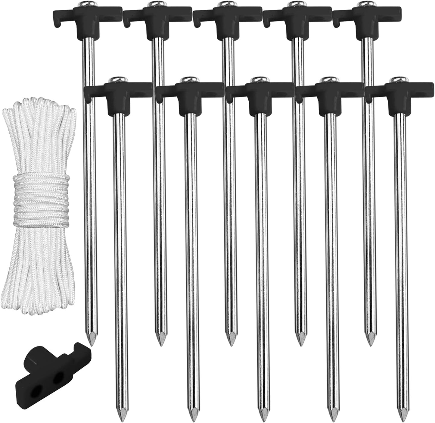Estacas tienda 11pulg anclajes metal antioxidante picos negro