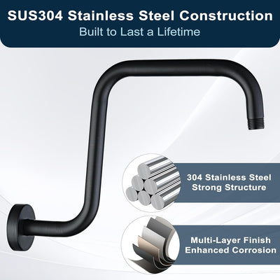 Brazo extensión ducha 13pulg acero inox forma S