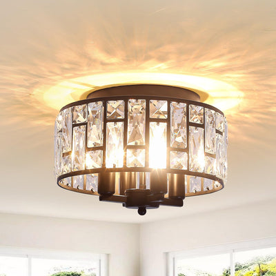Lámpara techo cristal 4 luces negras pasillo cocina