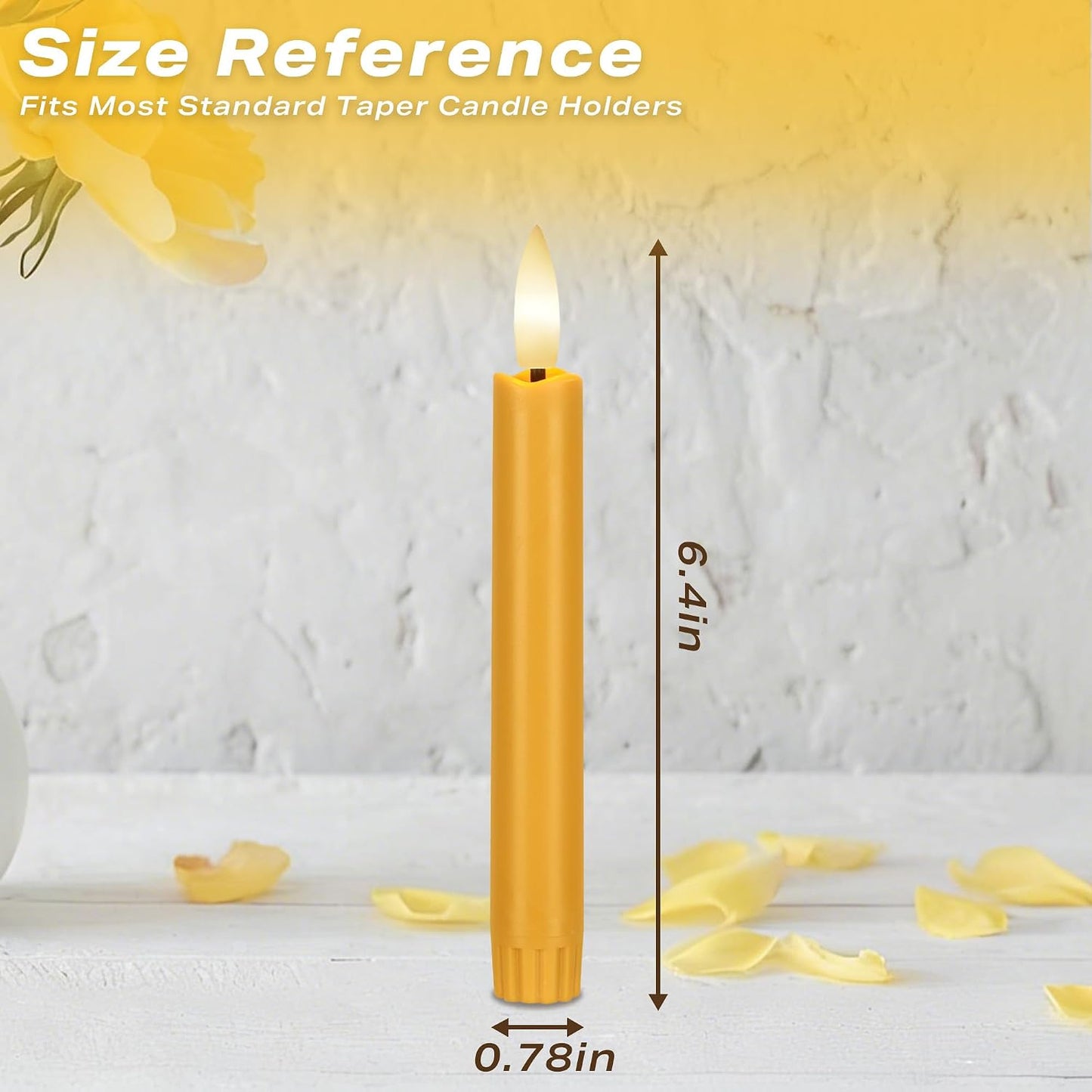 Velas LED cónicas amarillas sin llama 6.4pulg control remoto
