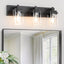 Lámpara tocador 3 luces negro mate con pantalla vidrio baño