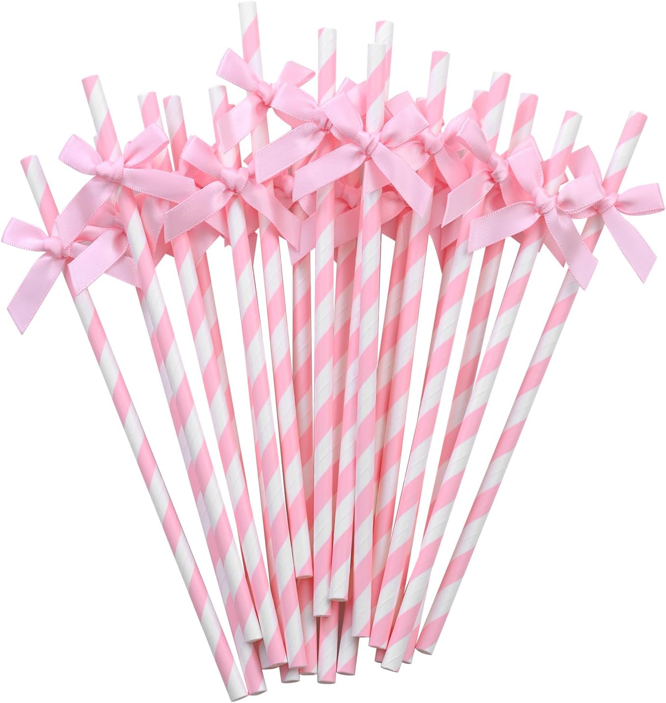 20 Pajitas de Papel Rosa 7.7pulg Biodegradables para Fiesta