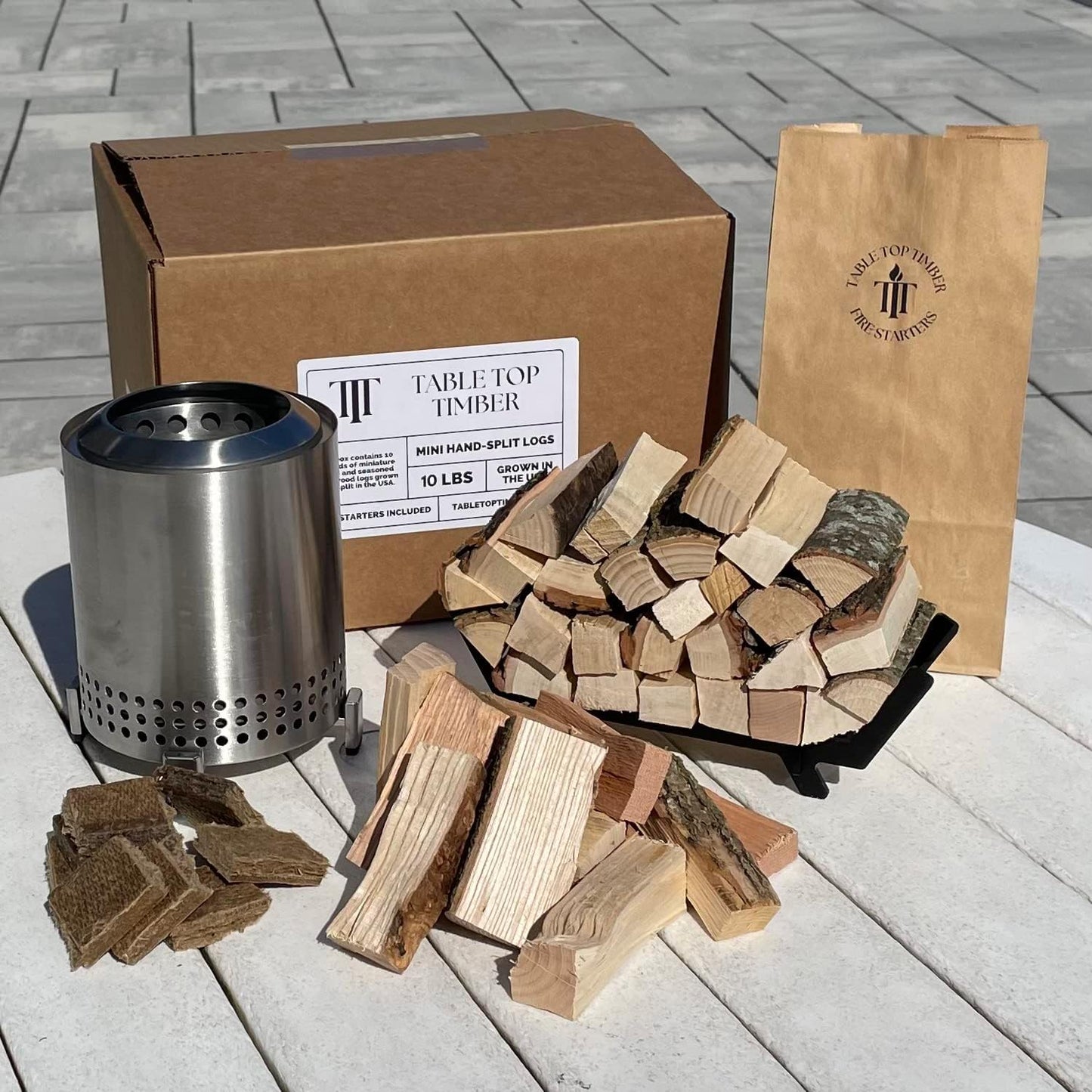 Mini leña curada 3.5-5.5 pulg comp Mesa Stove
