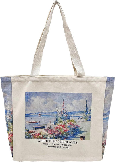 Bolsa tote lona vintage con bolsillo interior