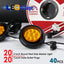 20 Luces LED Ámbar 2pulg con Reflectores para Remolque RV