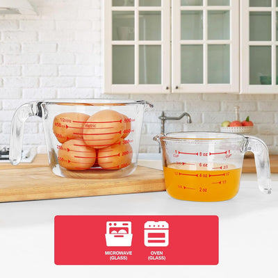 Set 4 Tazas Vidrio 5oz 1-4 Tazas con Tapas para Cocina