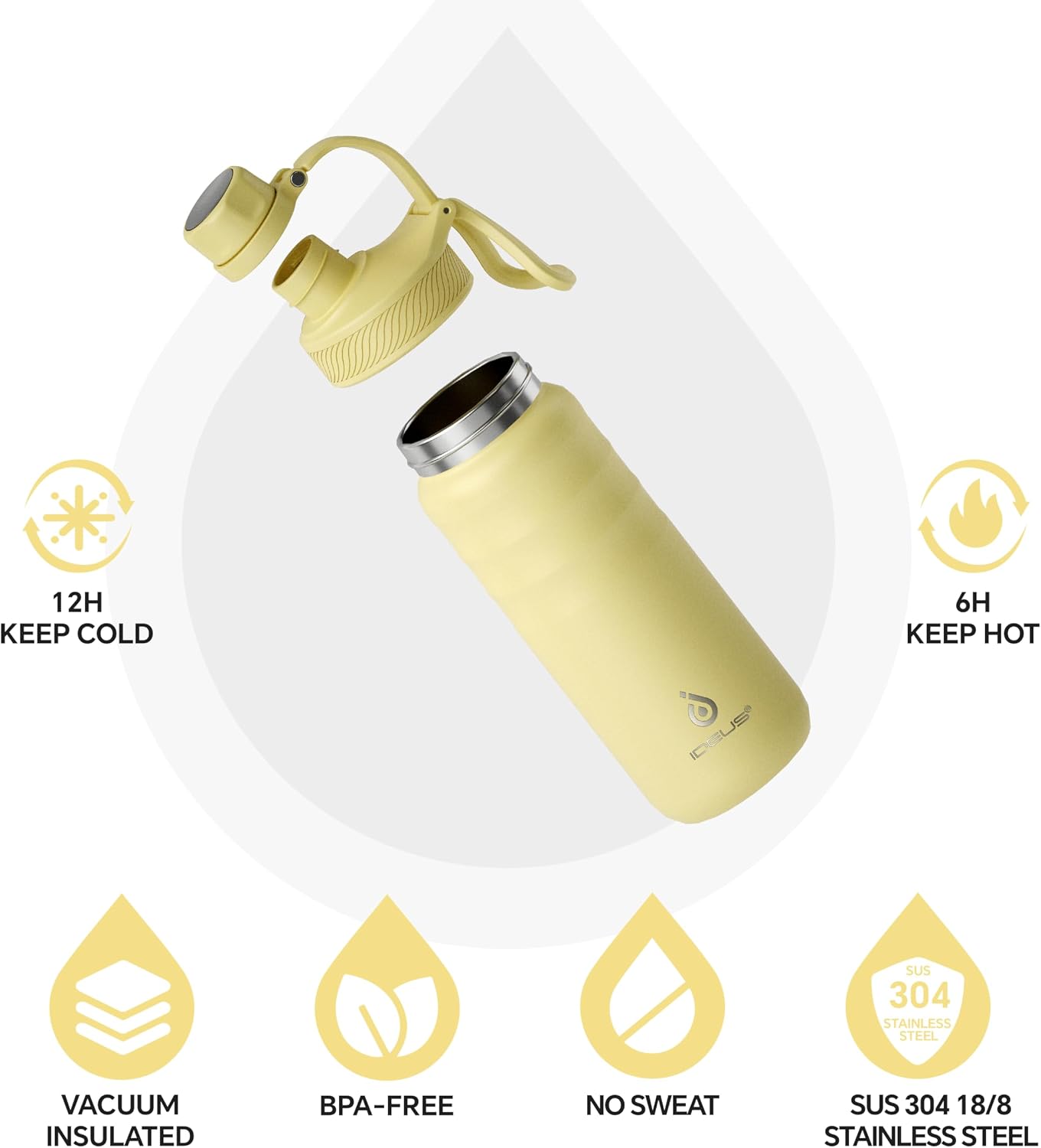 Botella acero inox 18oz con 2 tapas a prueba de fugas