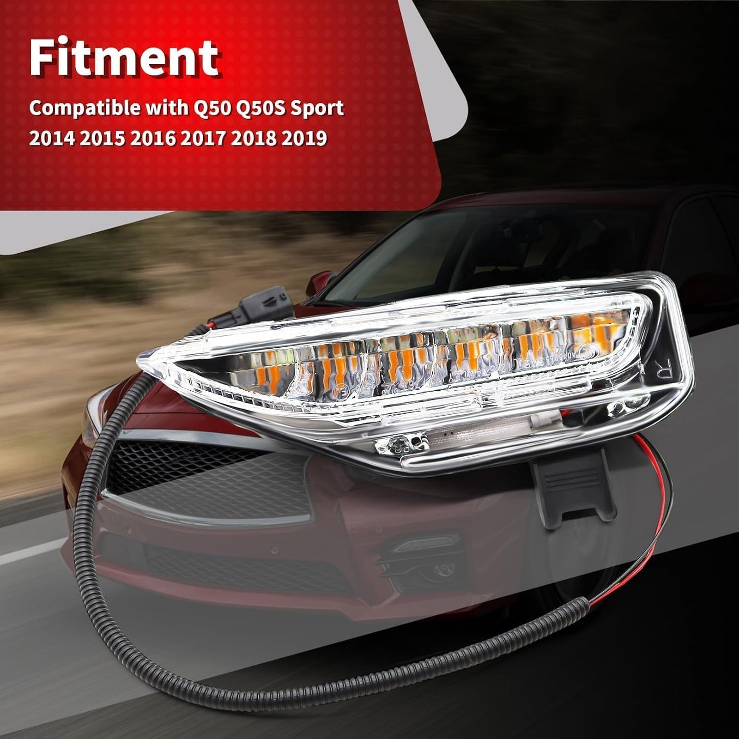 Lámpara parachoques derecha Q50 14-20 DRL luz niebla giro