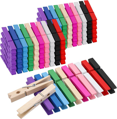 100 Pinzas Madera Colores 2.9" Alfileres Ropa Manualidades