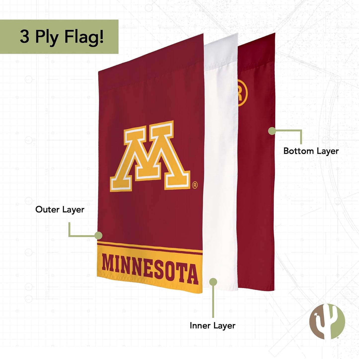Bandera jardín Universidad Minnesota 19x12pulg Golden Gophers