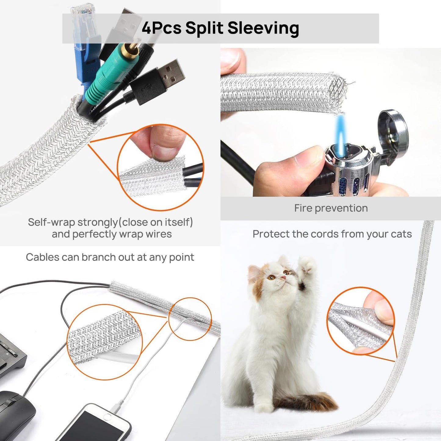 Kit organiz. cables 4 fundas 28 clips 29 soportes