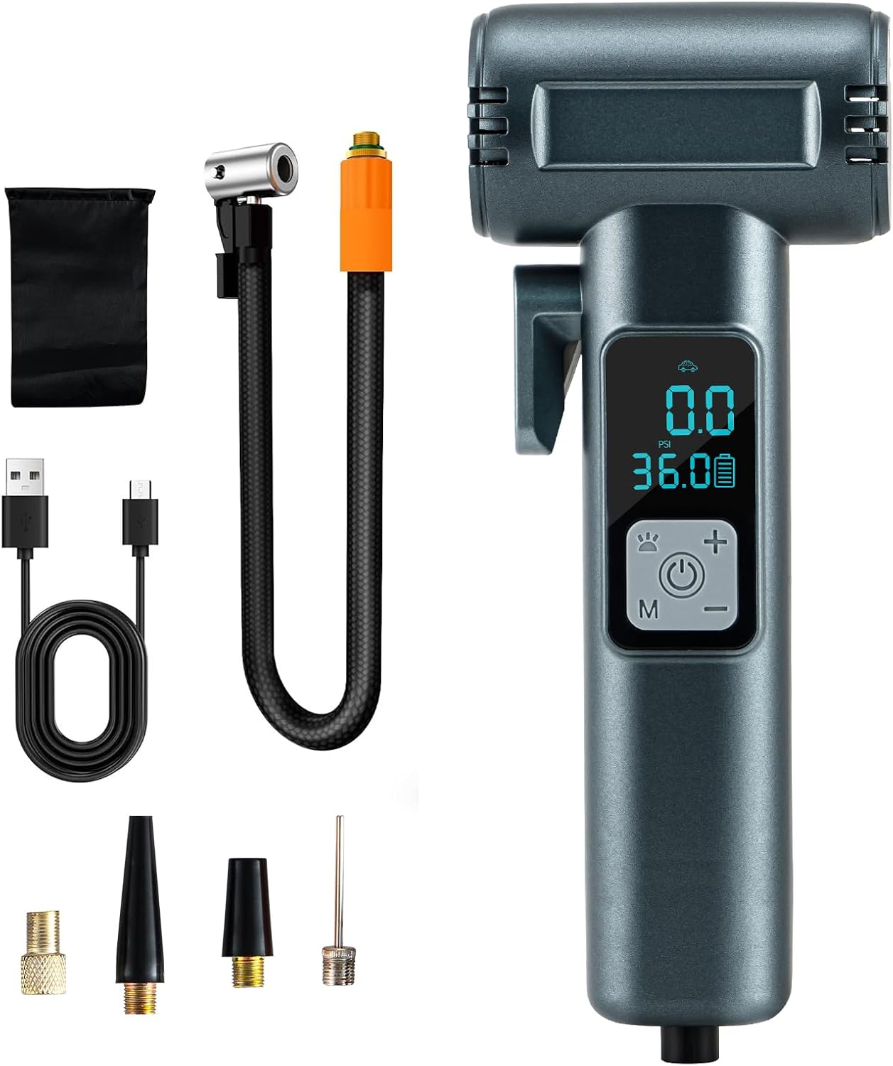 Compresor aire portátil 150 PSI con luz y martillo seguridad