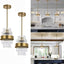 2 Luces Colgantes Isla Cocina Cristal Moderno Latón