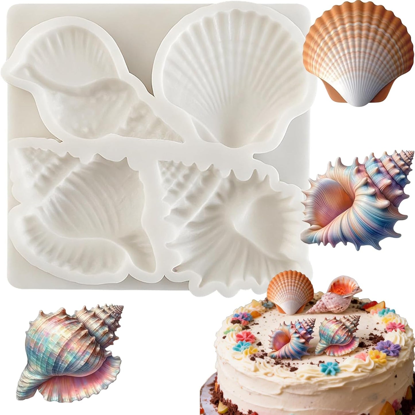 Molde silicona caracolas 3D para fondant cupcakes chocolates