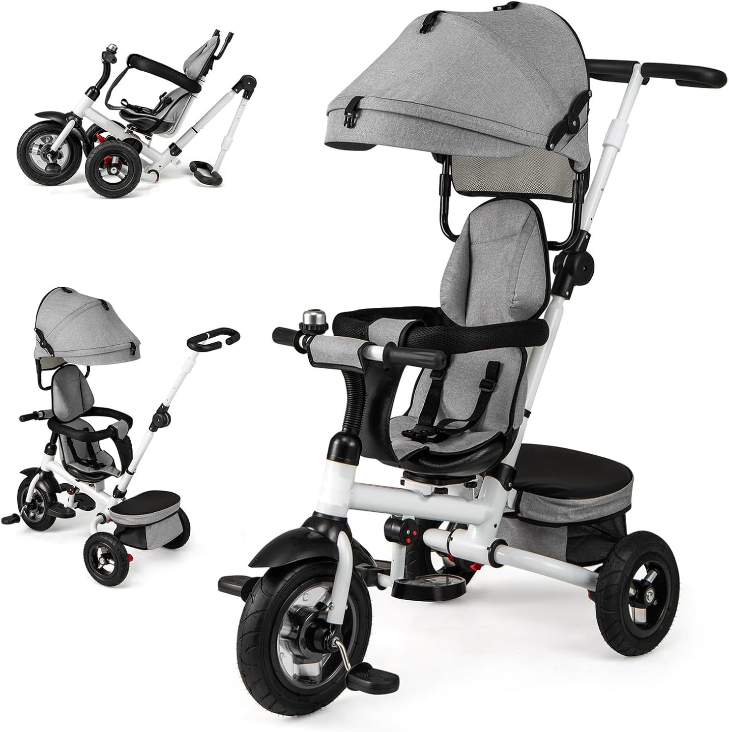 Triciclo 5en1 plegable para bebé con manija ajustable y