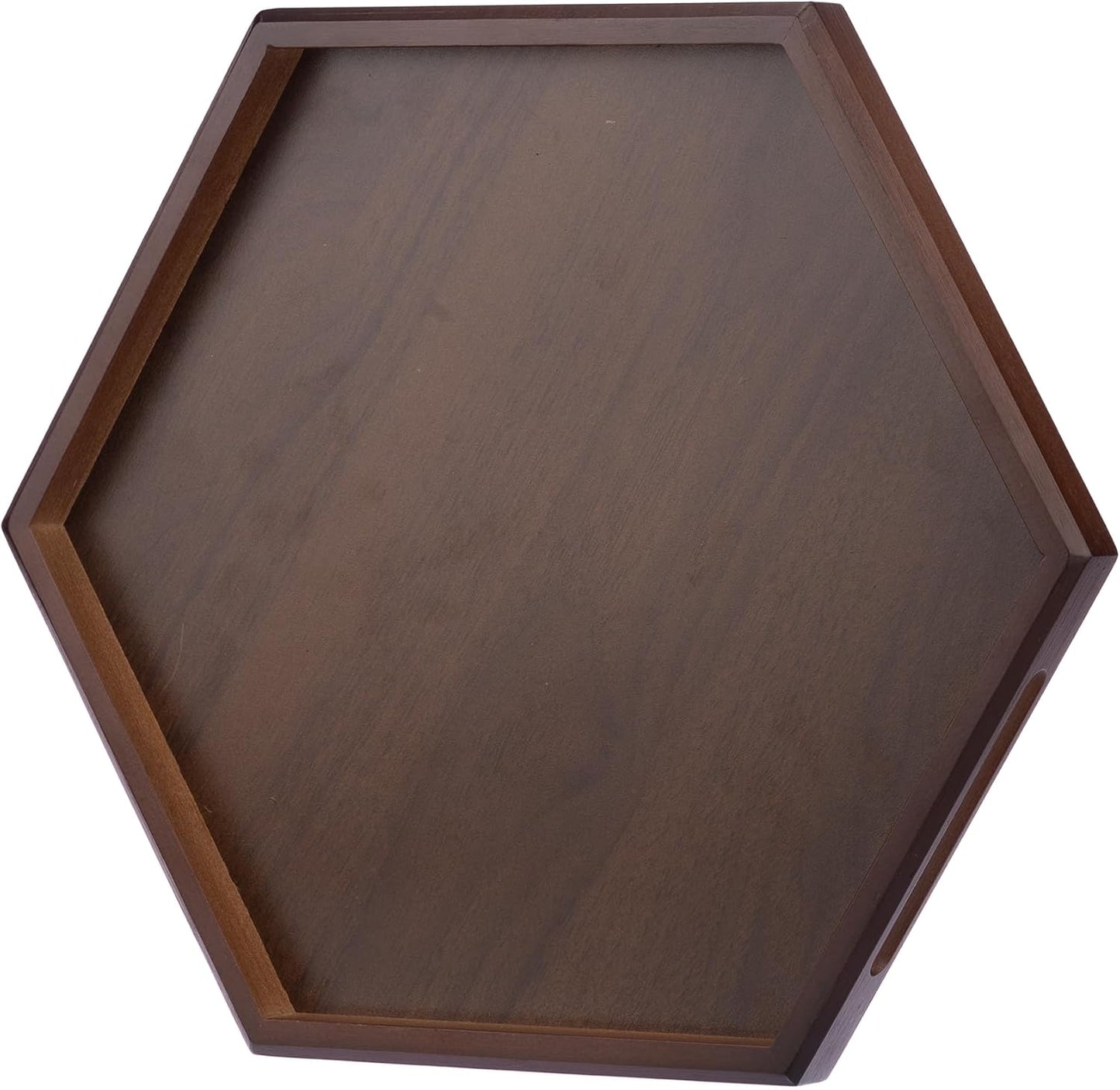 Bandejas y platos hexagonales de madera para servir comida