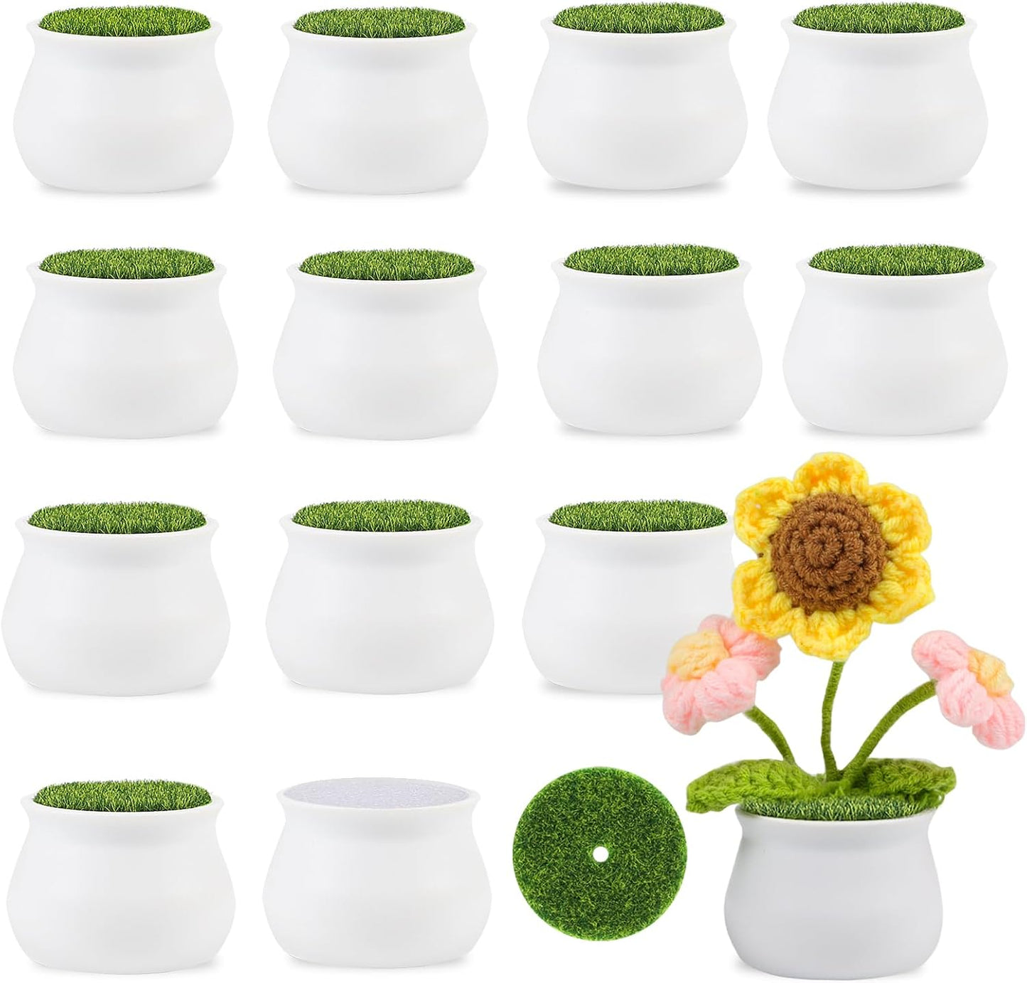 Macetas plástico espuma césped simulado set 12 decoración