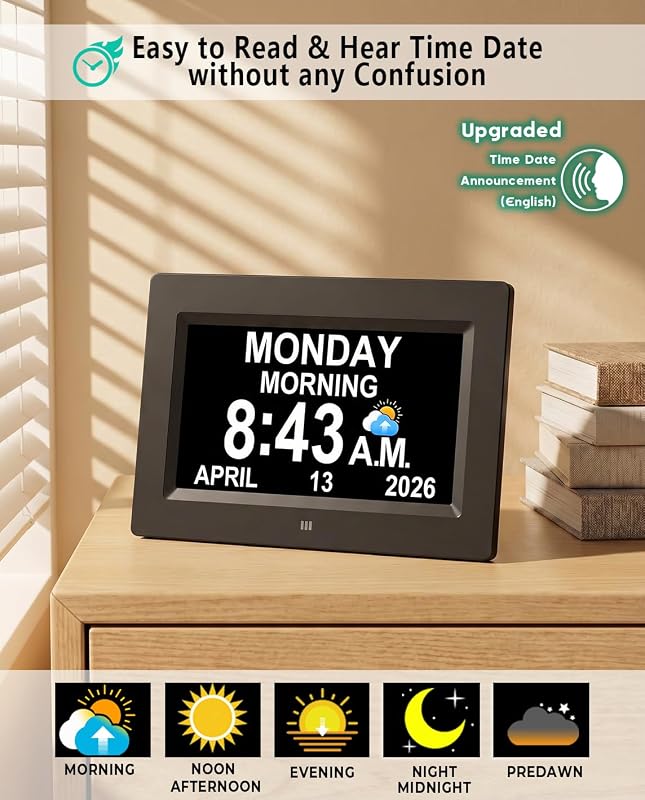 Reloj parlante digital 19 alarmas pantalla HD