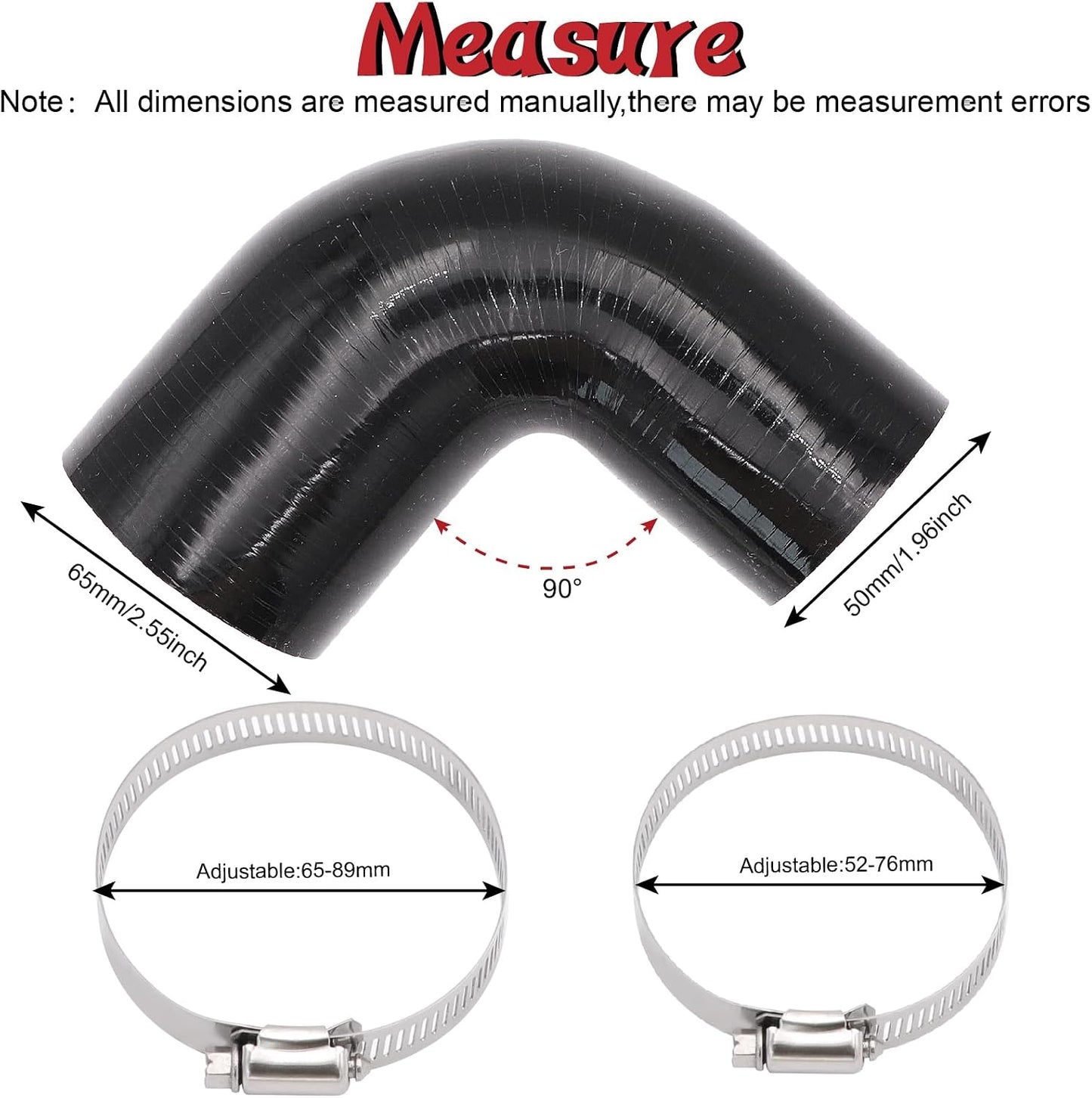 Acoplador reductor codo silicona 2-2.5" manguera 4 capas