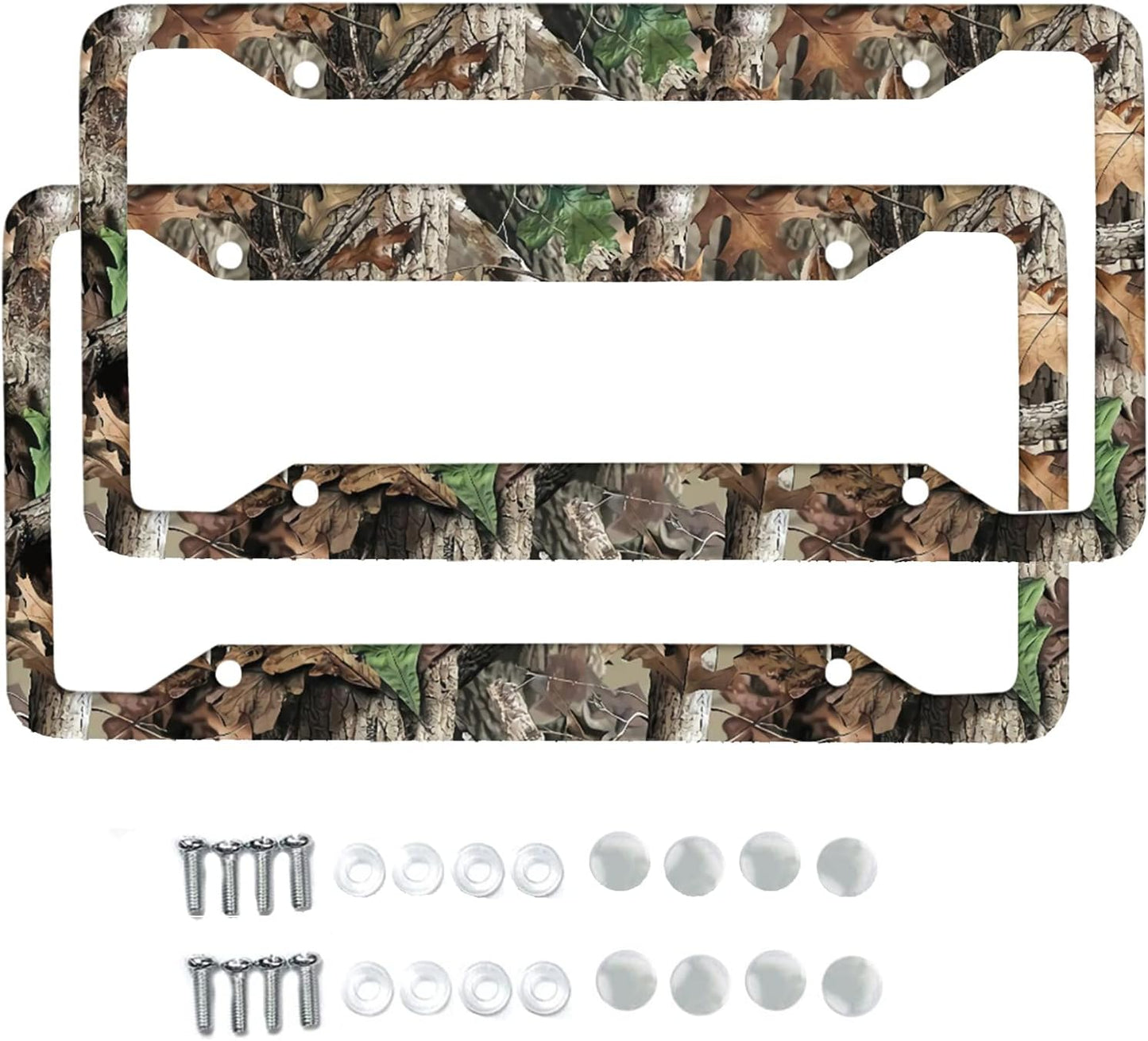 Set 2 Marcos Matrícula Camuflaje Ciervos Aluminio 4 Agujeros