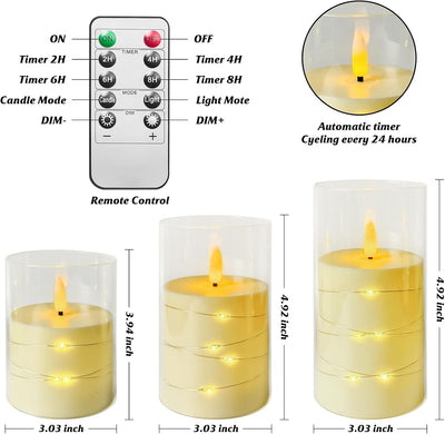 Velas LED parpadeantes 3 velas vidrio seguro hogar boda
