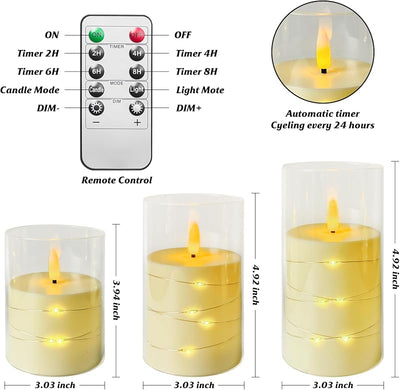 Velas LED parpadeantes 3 velas vidrio seguro hogar boda