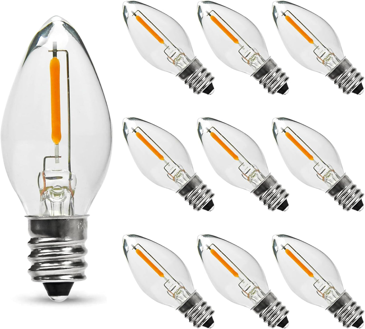 Pack 10 bombillas LED C7 E12 0.6W blanco cálido 2200K