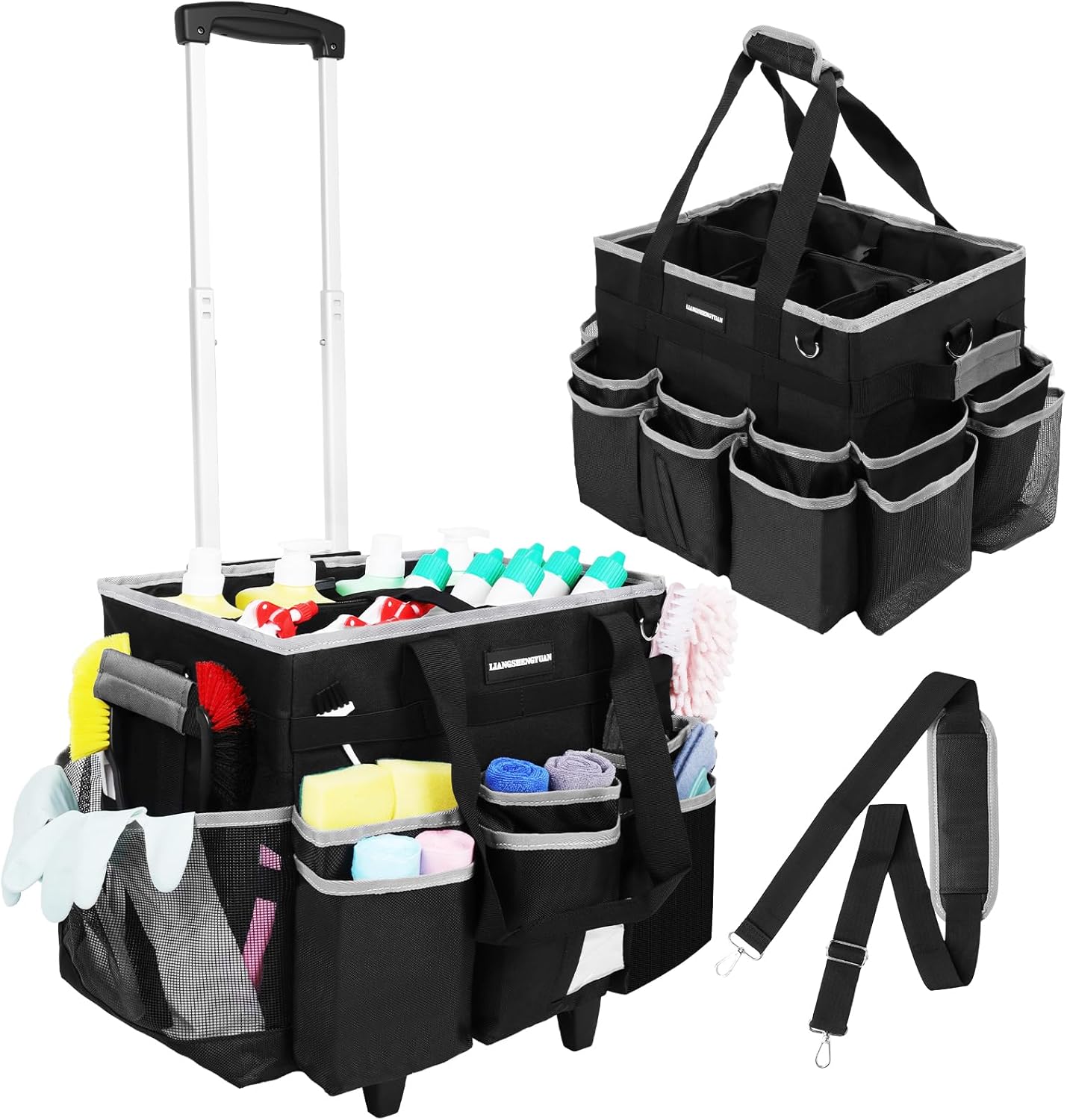 Bolsa rodante limpieza con carro desmontable resistente agua