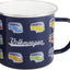 Taza grande esmaltada para café y té al aire libre T1 azul