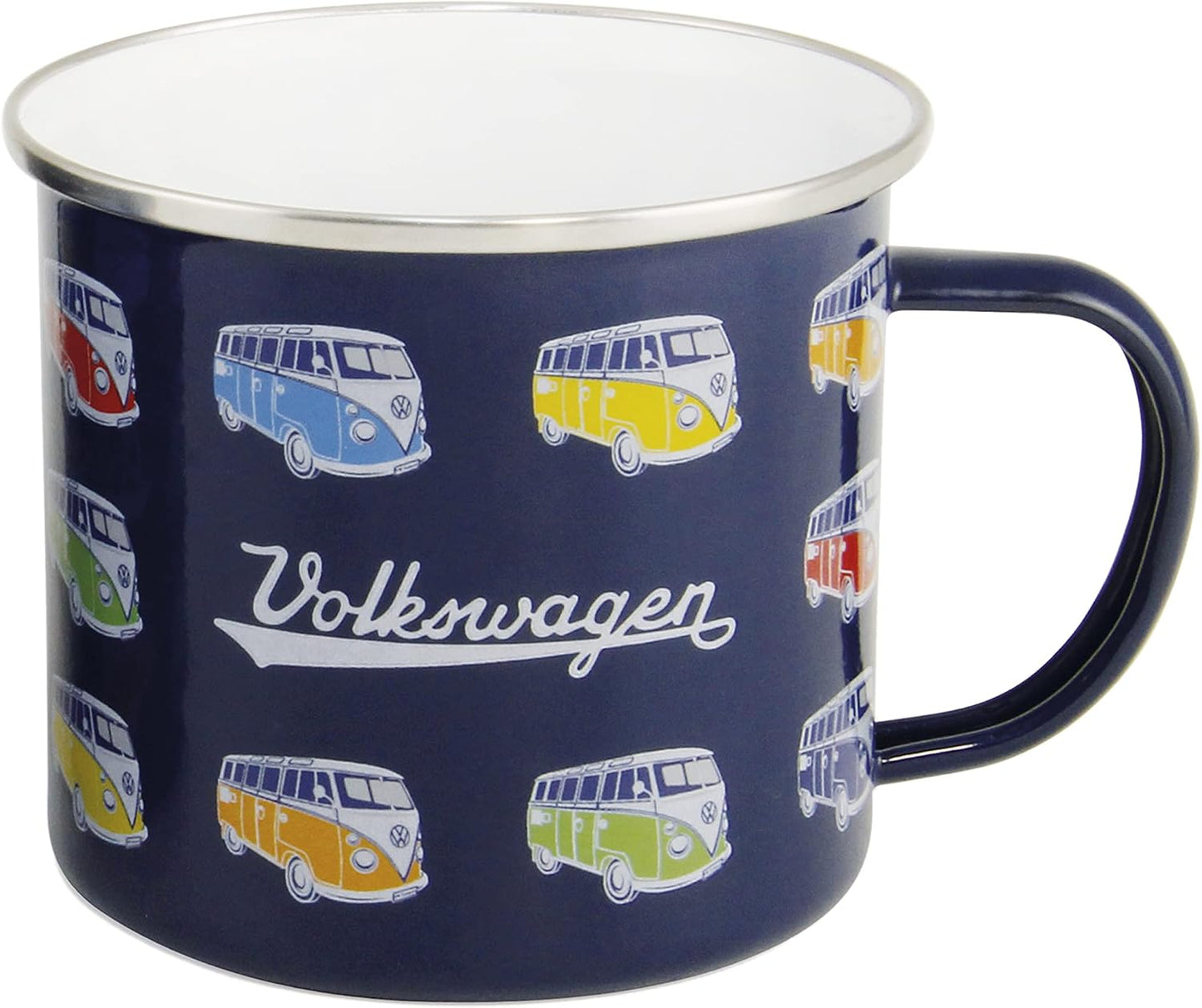 Taza grande esmaltada para café y té al aire libre T1 azul