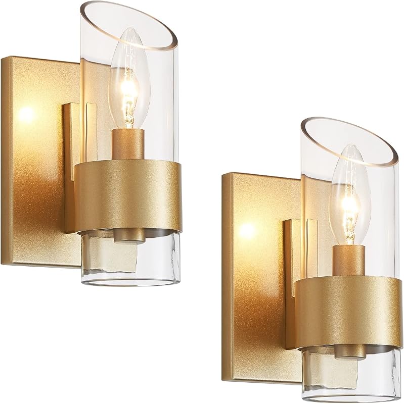 2 Pzas Lámpara Baño 1 Luz sobre Espejo Dorado