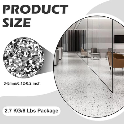 Copos epoxi suelo 6lb negro gris blanco 0.18pulg chips
