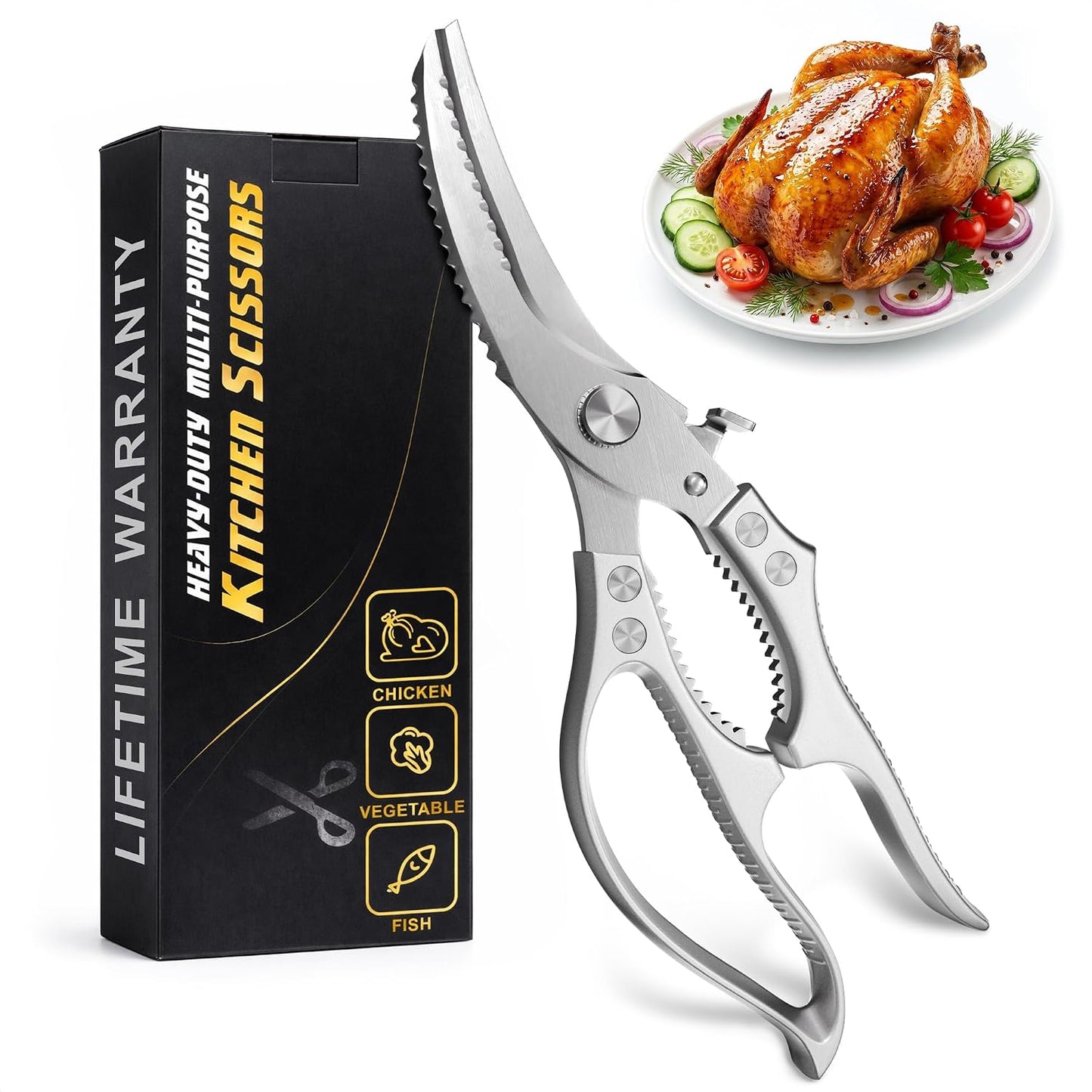 Tijeras acero inox para aves cocina con bloqueo seguridad
