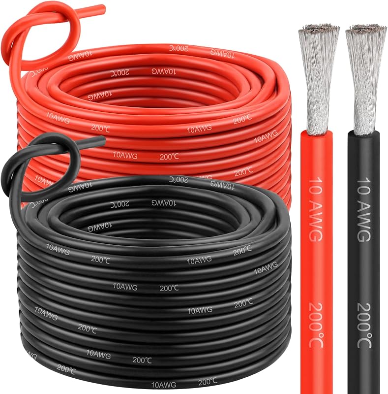 Cable cobre estañado 10 AWG 100 ft rojo y negro