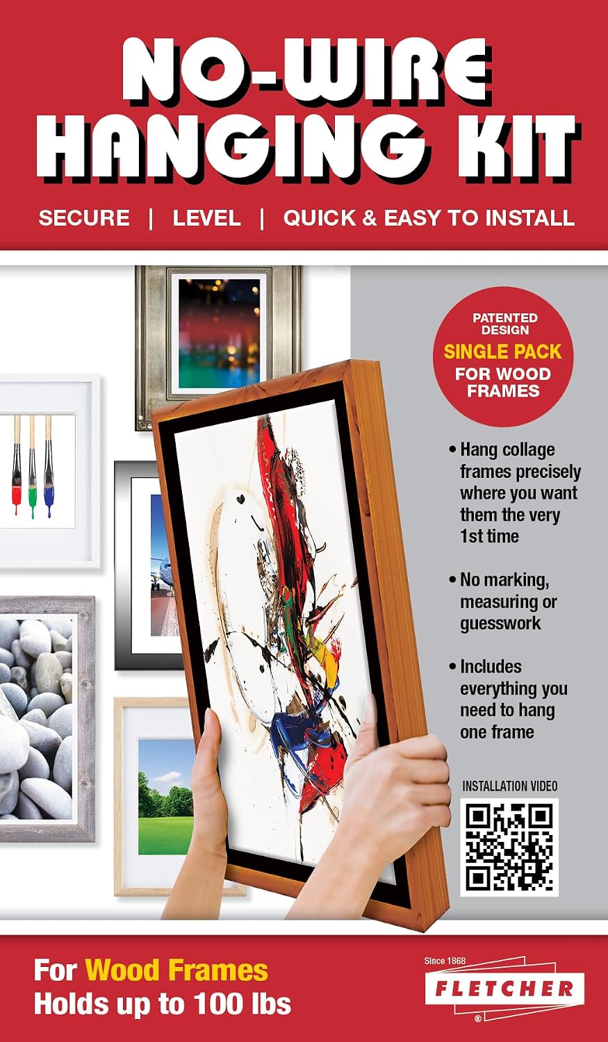 Sistema colgar arte pared 100lb paquete resistente