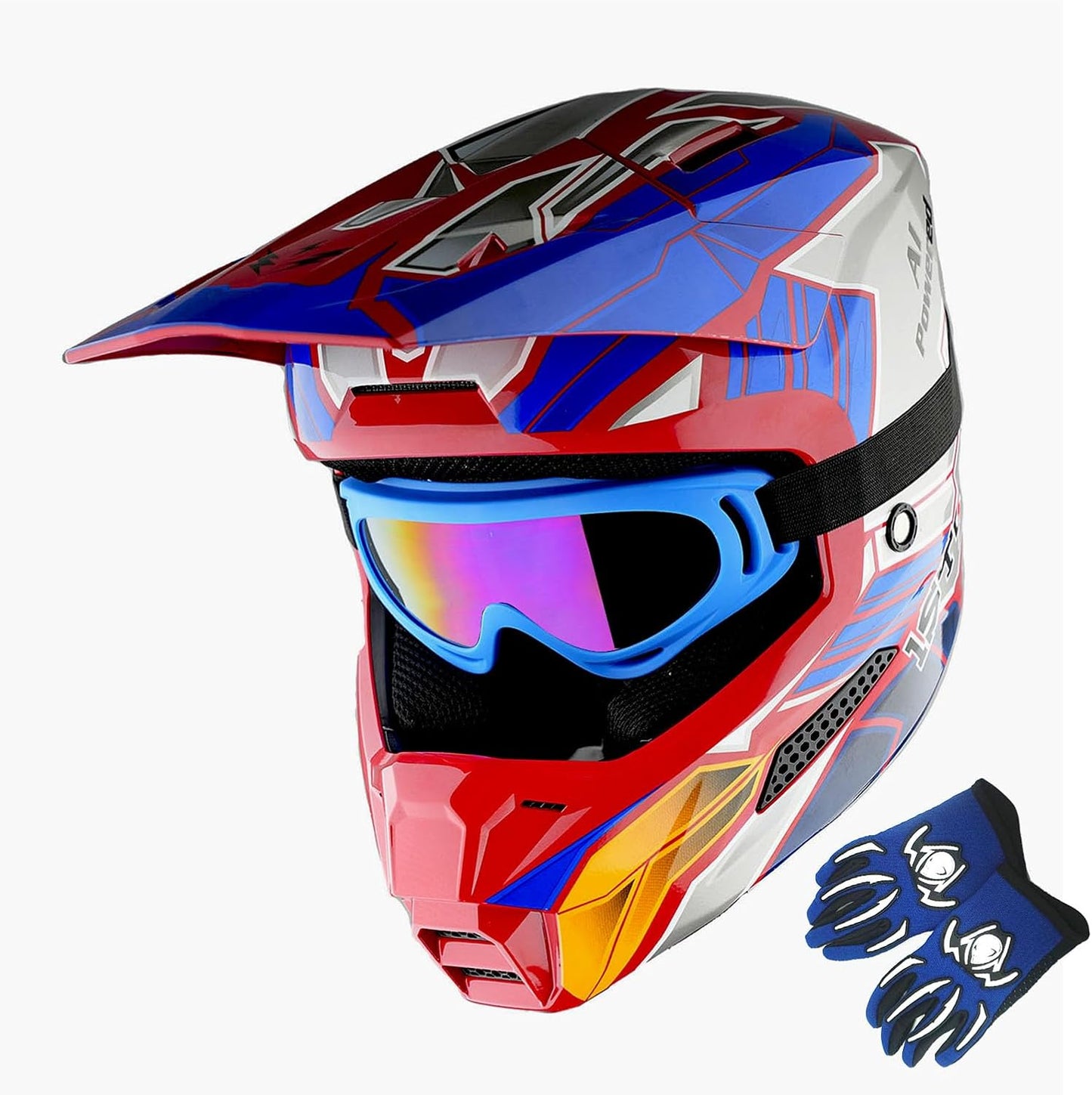 Casco motocross para niños ATV BMX Dirt Bike azul