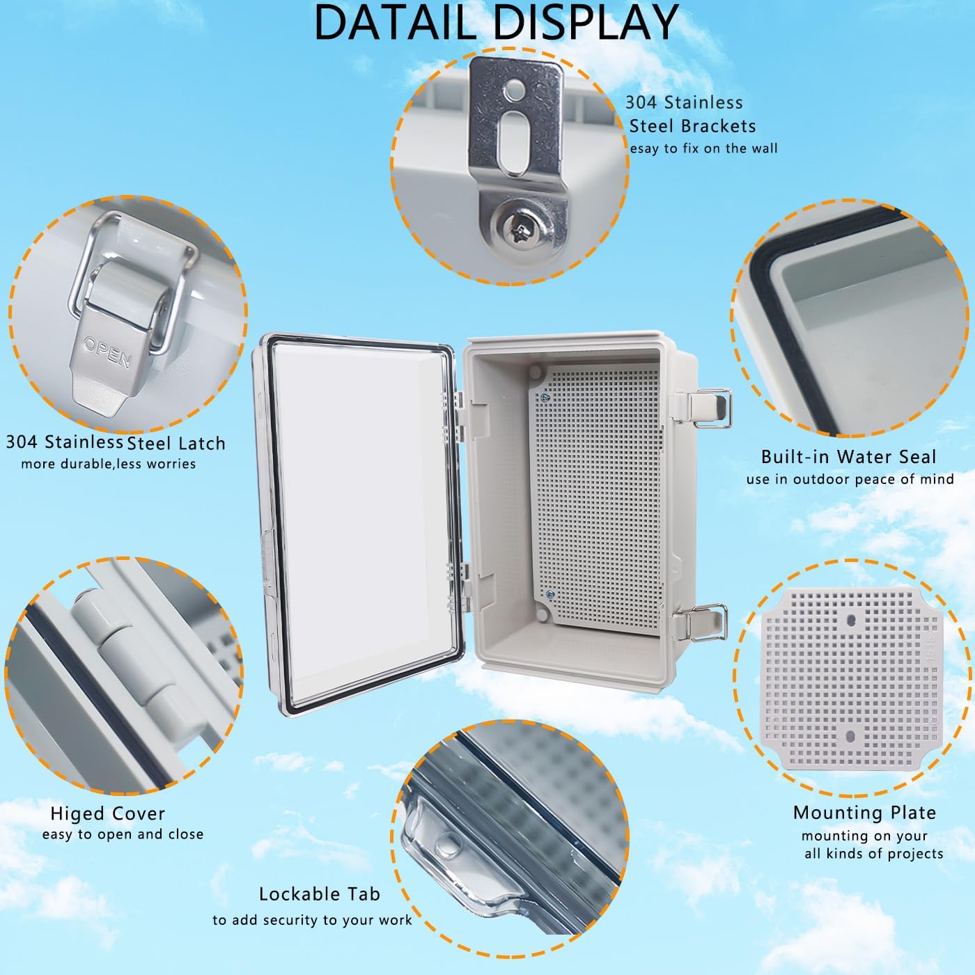 Caja eléctrica impermeable IP67 plástico ABS 11pulg