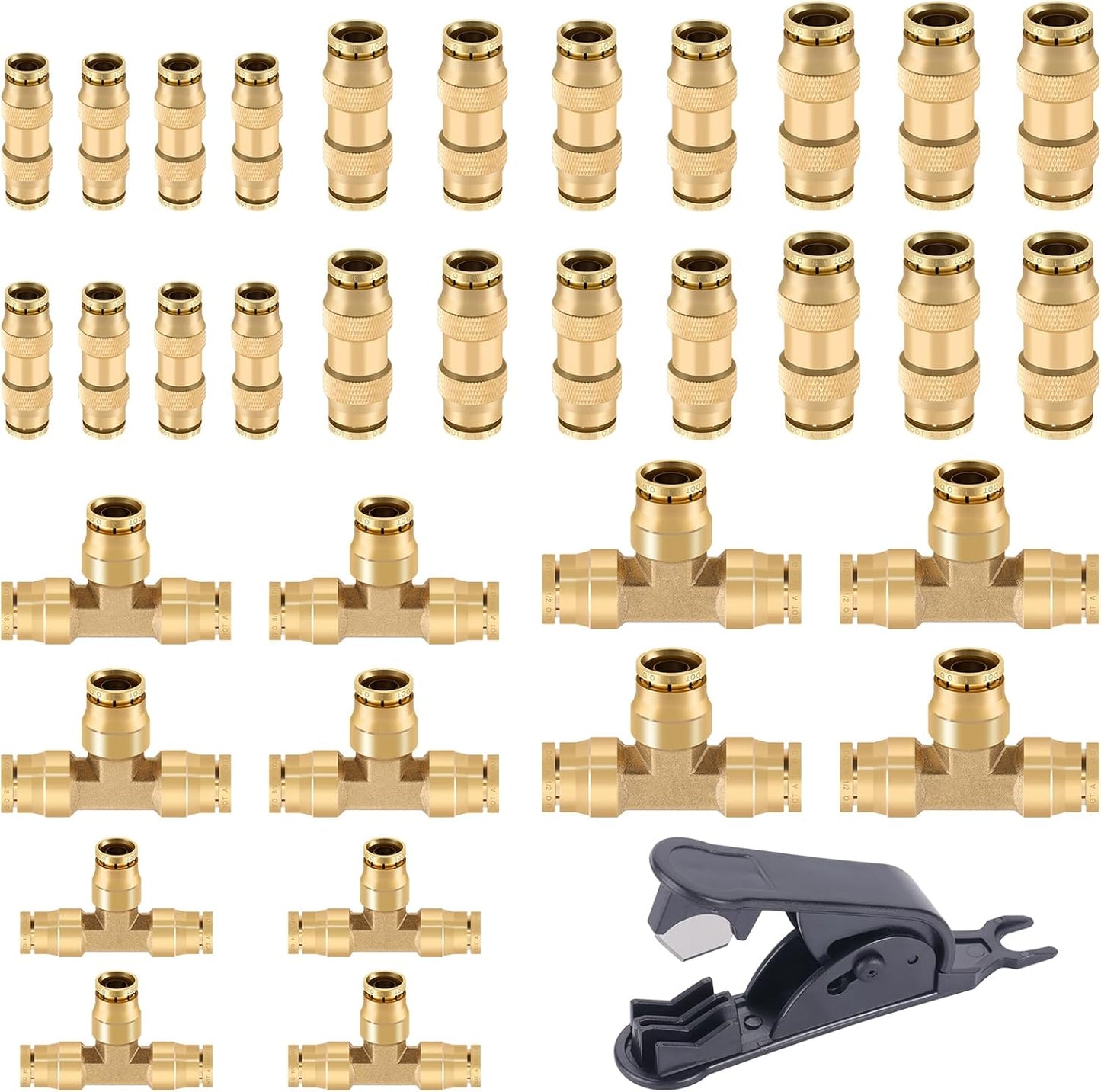 Kit 35 Pzas Accesorios Aire Latón DOT 1/4 3/8 1/2